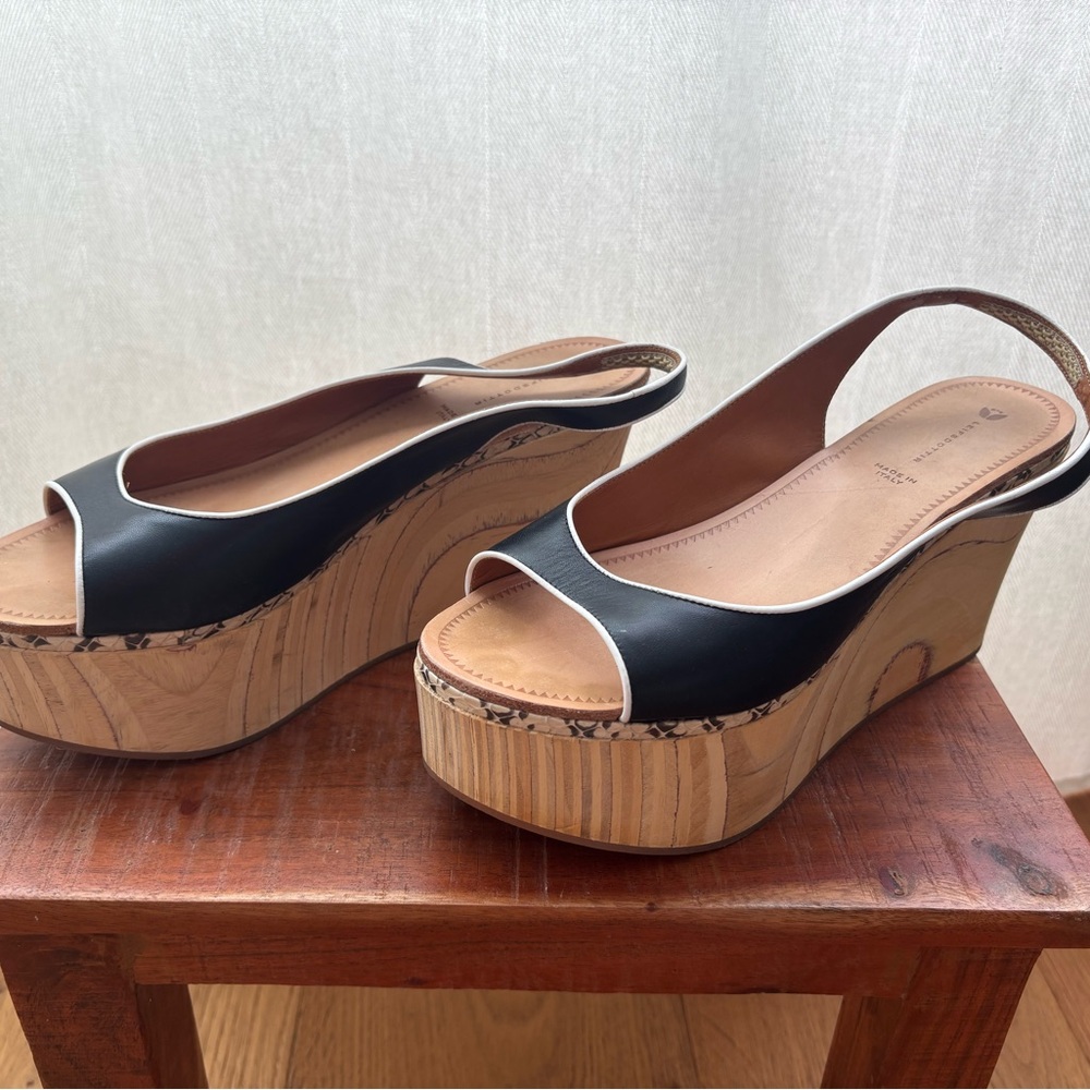Black Wood and Leather Platform from Anthropologie